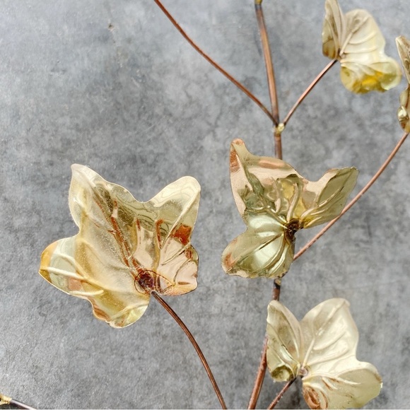 Homeco Vintage MCM 3D Brass & Copper Butterfly Leaf Flower Wall Art 4 Pieces - Picture 9 of 12